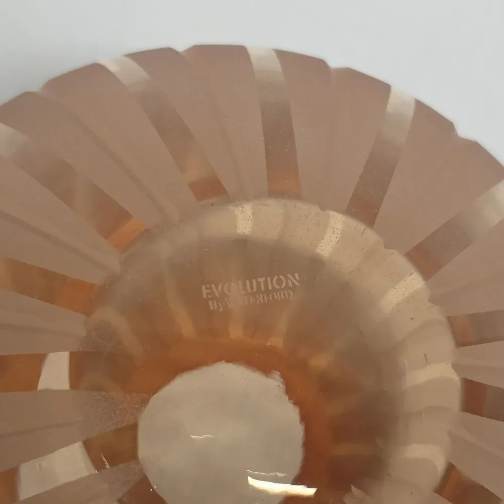 Vintage Waterford Evolution Blush Amber Striped Round Vase 5.25